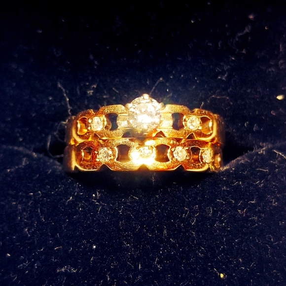 Vintage Antique Jewelry - Vintage 14K 1/2 CT Diamond Wedding Ring set.
